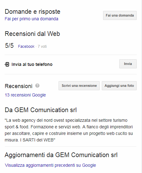 scheda Google my Business 2 di 2 