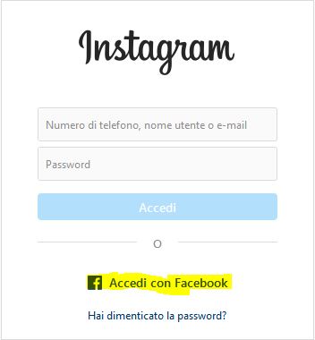 Accedi tramite Facebook